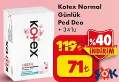 KOTEX NORMAL GÜNLÜK PED DEO 34'LÜ KOTEX NORMAL GÜNLÜK PED DEO 34'LÜ